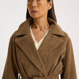 ROHE - Suede belted wrap coat | light khaki