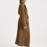 ROHE - Suede belted wrap coat | light khaki