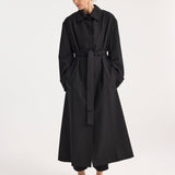 ROHE - Wool-nylon belted wrap coat | black