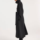 ROHE - Wool-nylon belted wrap coat | black