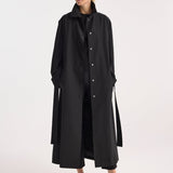 ROHE - Wool-nylon belted wrap coat | black