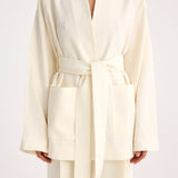 ROHE - Kimono-style belted jacket | off white