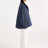 ROHE - Suede collar garden coat | indigo