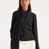 ROHE - Long sleeve silk foulard top | black