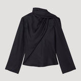 ROHE - Long sleeve silk foulard top | black