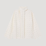 ROHE - Dotted silk foulard top | cream / black dot