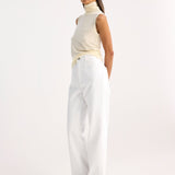 ROHE - Sleeveless light-weight merino wool turtleneck | cream