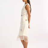 ROHE - Embellished tulip organza top | off white