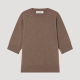 ROHE - Compact knitted short sleeve top | taupe melange