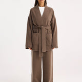 ROHE - Kimono-style knitted cardigan | taupe melange