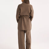 ROHE - Kimono-style knitted cardigan | taupe melange