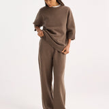 ROHE - Relax-fit knitted trousers | taupe melange