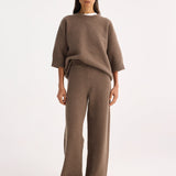 ROHE - Relax-fit knitted trousers | taupe melange