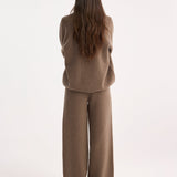 ROHE - Relax-fit knitted trousers | taupe melange