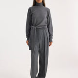 ROHE - 4-sleeved knotted jumper | mid grey melange