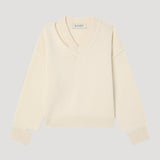 ROHE - Deconstructed cashmere knitted V-neck | off white