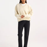 ROHE - Deconstructed cashmere knitted V-neck | off white