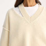 ROHE - Deconstructed cashmere knitted V-neck | off white