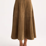 ROHE - Suede a-line skirt | light khaki