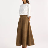 ROHE - Suede a-line skirt | light khaki