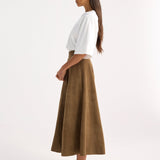 ROHE - Suede a-line skirt | light khaki