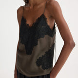 ROHE - Lace silk camisole | earth