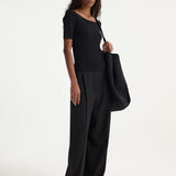 ROHE - Boat neck knitted top | black