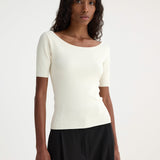 ROHE - Boat neck knitted top | off white