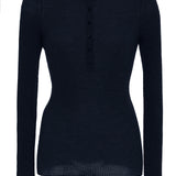 GABRIELA HEARST - Julian Knit Henley in Dark Navy Cashmere Silk