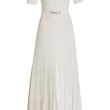 GABRIELA HEARST - Kurt Knit Pleated Maxi Dress in Ivory Merino Wool