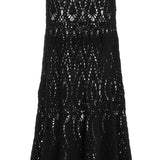 GABRIELA HEARST - Cleo Crochet Maxi Skirt in Black Wool Cashmere