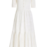 GABRIELA HEARST - Iris Pointelle Knit Pleated Maxi Dress with Slip in Ivory Cotton Silk