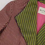 Etro Pink and Green Striped Silk Coat with Belt FR 38 (UK 10)