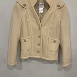 Chanel Cream Wool Jacket with Textured CC Button Details Size FR 38 (UK 10)