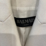 Balmain White Tweed Blazer Jacket with Gold Button Details Size FR 34 (UK 6)