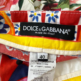 Dolce & Gabbana Red Rose Mambo Print Floral High-Waist Cotton Shorts Size IT 40 (UK 8)