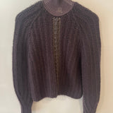 Hermès Brown Cashmere Knit Jumper with Lambskin Leather Braided Details Size FR 34 (UK 6)