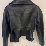 Alexander McQueen Black Cropped Leather Jacket with Belt Detail Size IT 44 (UK 12)