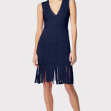 Herve Leger - V NECK FRINGED MIDI DRESS