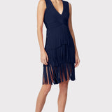 Herve Leger - V NECK FRINGED MIDI DRESS