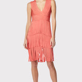 Herve Leger - V NECK FRINGED MIDI DRESS