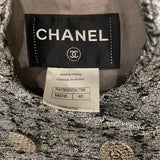 Chanel Black & Silver Metallic Tweed Jacket with CC Button Details Size FR 40 (UK 12)