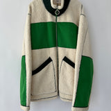 AMI De Coeur Menswear Zipped Teddy Off-White and Green Teddy Jacket Size XL (UK 44)