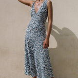 Faithfull - Jardin Midi Dress Leilani Mid Blue - Final Sale