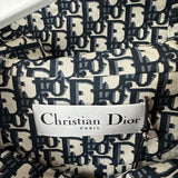 Christian Dior Hooded Anorak in Blue & Ecru Technical Taffeta Jacquard with Dior Oblique Motif Size XS (Size UK 6) RRP £3,100