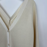 Hermès Cream Rib Knit Long Sleeve V-Neck Cardigan with Front and Back Buttons Size FR 40 (UK 12)