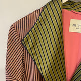 Etro Pink and Green Striped Silk Coat with Belt FR 38 (UK 10)