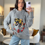 Gucci Grey 'Blind For Love' Hoodie With Embroidery and Distressed Details Size S (UK 8)