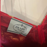 Prada Red & Gold Midi Dress with Floral & Bow Detail Size IT 40 (UK 8)