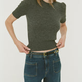 FRAME - Cashmere Gathered Sweater -- Dark Gris Heather